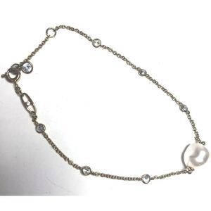 211 Eliot Danori Gold tone CZ & Pearl station bracelet 7.25" long $105